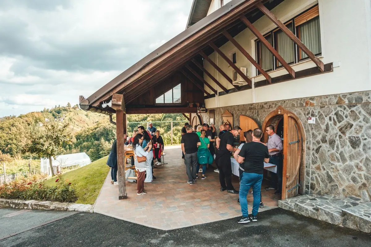 Degustacija pod drvenom nadstrešnicom vinske kuće
